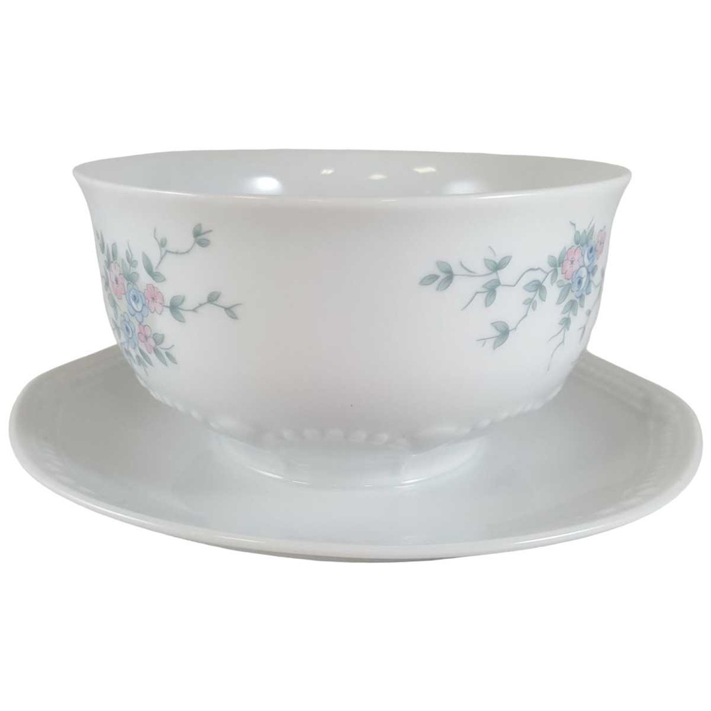 [45812724] Sauciere mit Teller 1tlg Mitterteich Form 2040 Sissi Blau Rosa Blumendekor Blumen gebraucht - sehr gut Bild 2