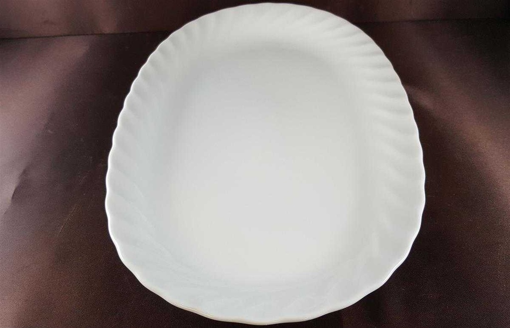 [45812732] Servierplatte Speiseplatte Fleischplatte 33x20,5 cm Marienbad Ingres Weiss Wellenmuster gebraucht - gut Bild 3