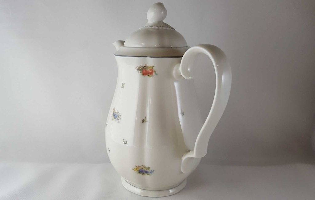 [45812790] Kaffeekanne 1,35 L Seltmann Weiden Marie Luise Streuobst mit grauem Rand gebraucht - sehr gut Bild 3