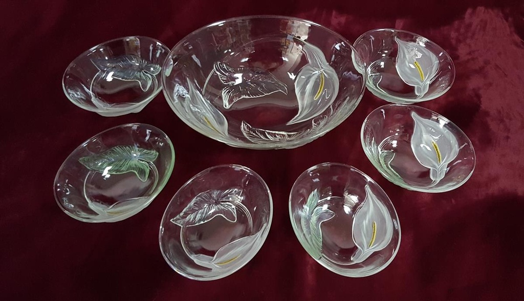 [458128041] France Schüssel Glas Set 1xgroße Schale 6xkleine Schälchen 7 tlg. Bild 2