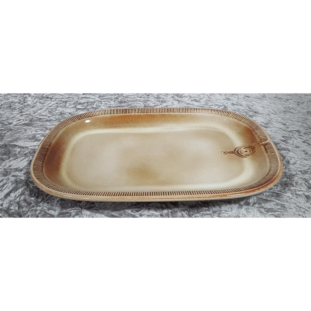 [458128108] Steinzeug Keramik Platte Servierplatte Fleischplatte 35,3 cmx25,6 cm Bild 2