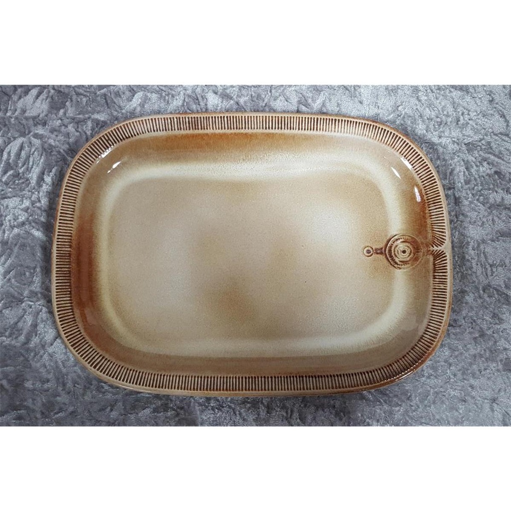[458128108] Steinzeug Keramik Platte Servierplatte Fleischplatte 35,3 cmx25,6 cm Bild 3