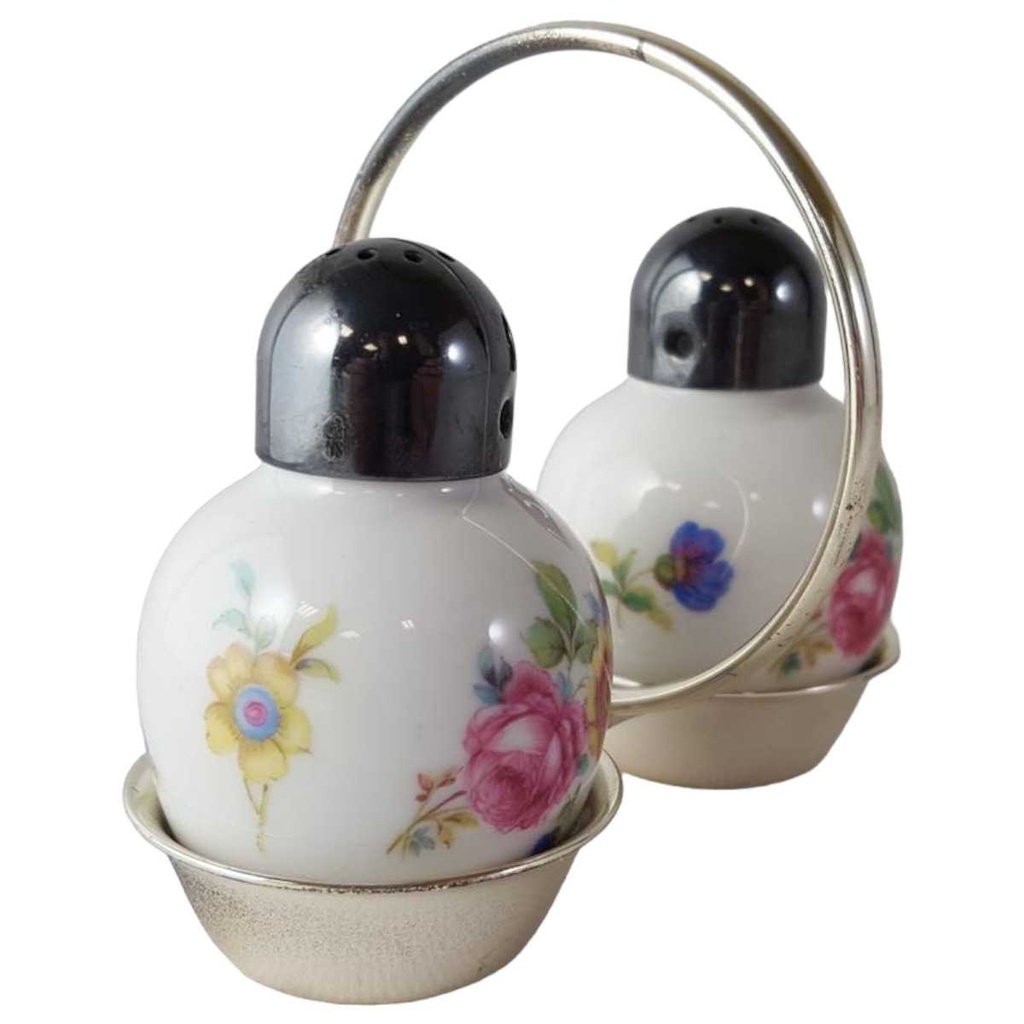 [45812811] Pfefferstreuer Salzstreuer 3tlg Thomas Porzellan WMF Blumendekor Blumen gebraucht - gut Bild 2