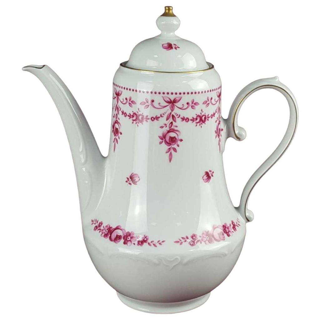 [458128193] Kaffeekanne Goldrand 1,5 L Schirnding Bavaria rote Rosen mit Rot gebraucht - gut Bild 2