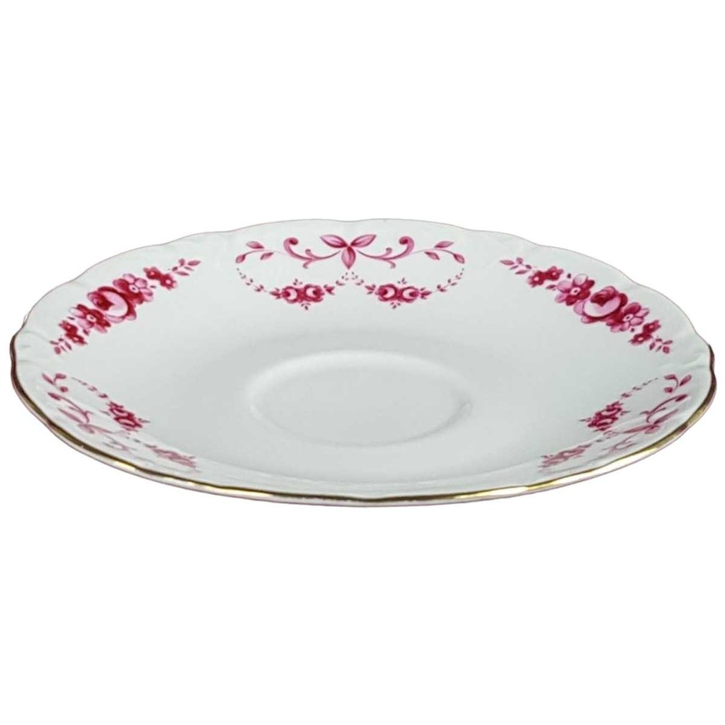 [458128197] Untertasse Goldrand 14,5 cm Schirnding Bavaria rote Rosen mit Rot gebraucht - gut Bild 2