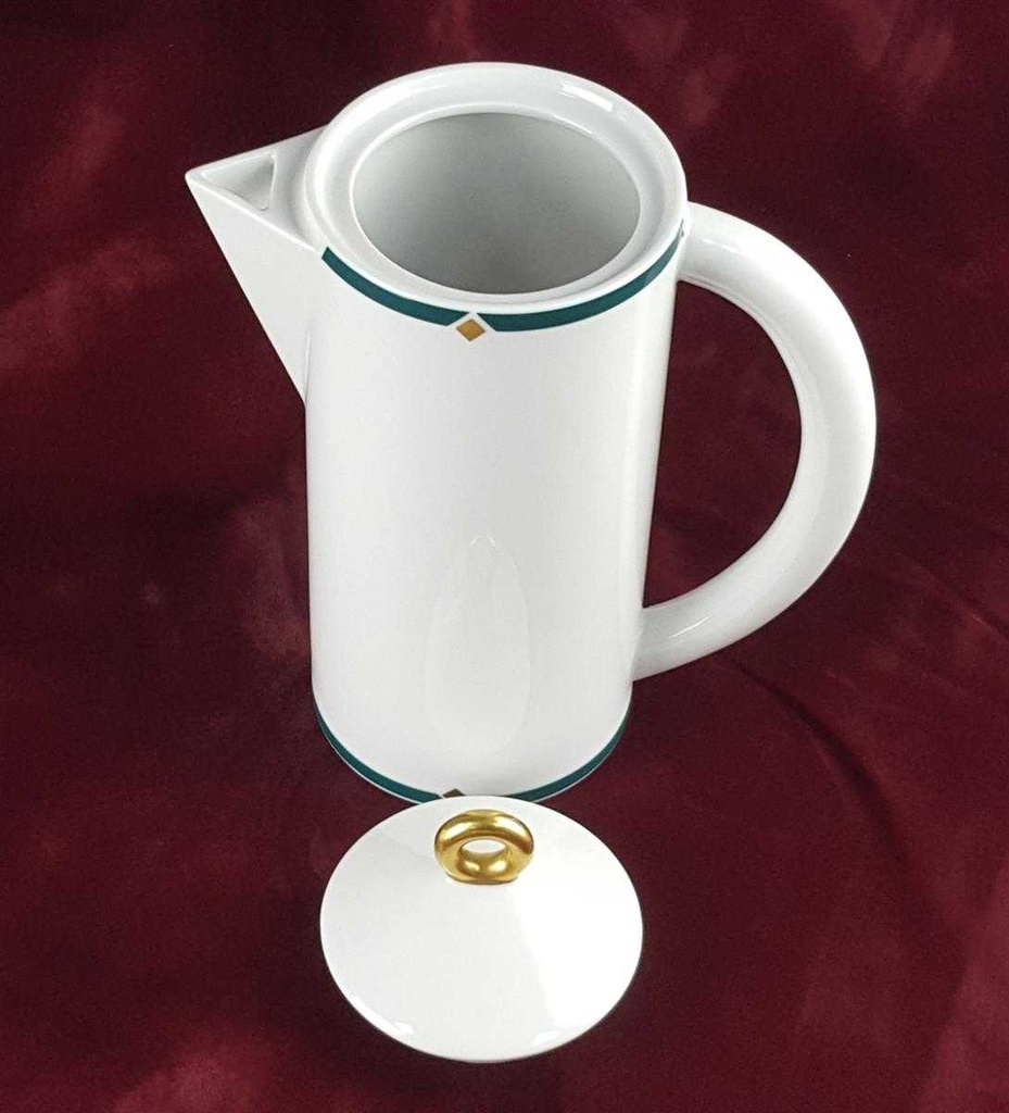 [458128212] Kaffeekanne 0,9 L Marienbad Arzberg Ingres Weiss Grünrand gold Karo Streublumen Obstfrüchte gebraucht - sehr gut Bild 5