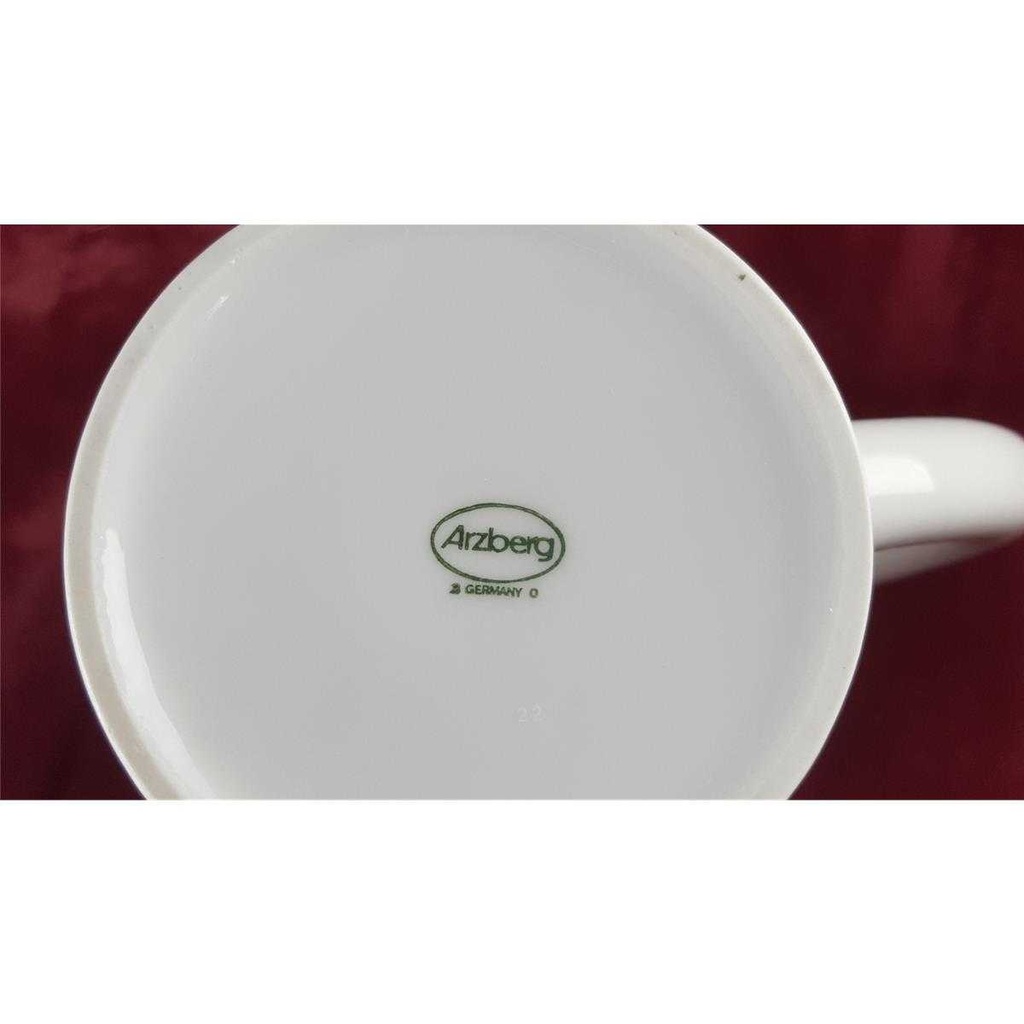[458128212] Kaffeekanne 0,9 L Marienbad Arzberg Ingres Weiss Grünrand gold Karo Streublumen Obstfrüchte gebraucht - sehr gut Bild 6