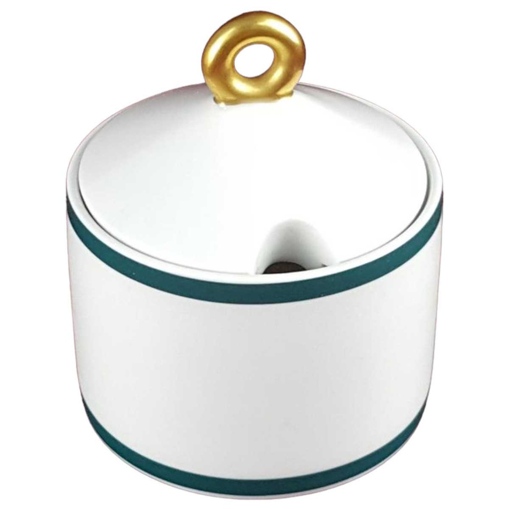 [458128213] Zuckerdose Marienbad Arzberg Ingres Weiss Grünrand gold Karo Streublumen Obstfrüchte gebraucht - gut Bild 2