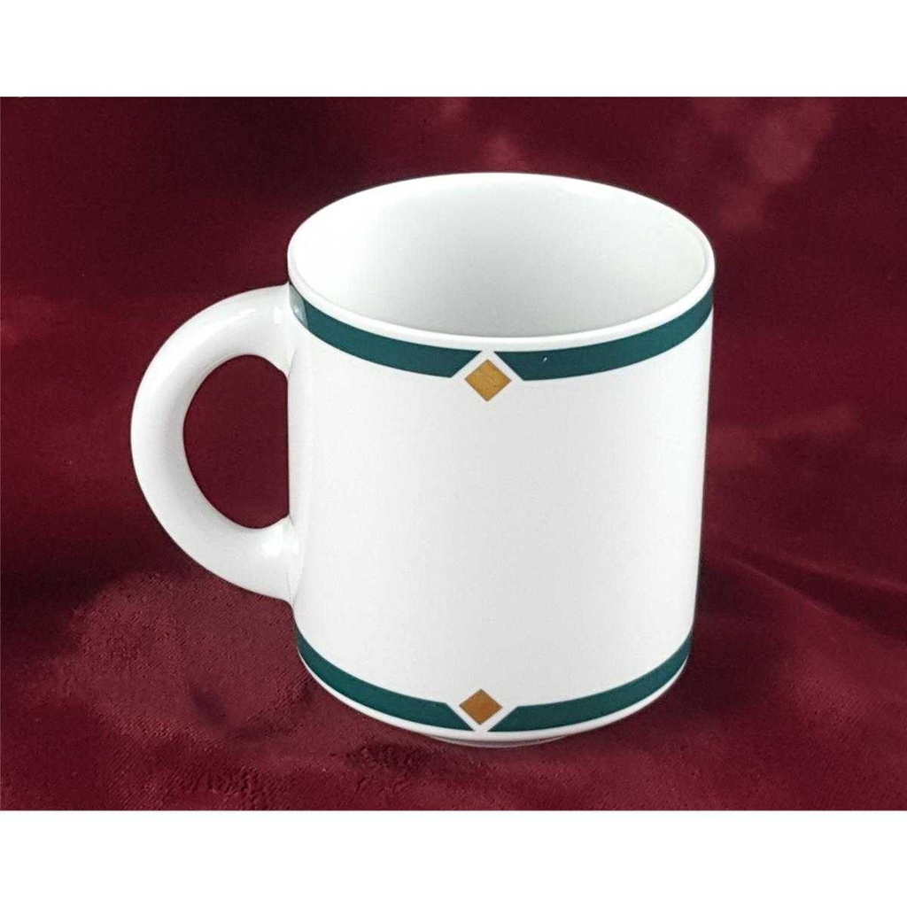[458128214] Kaffeetasse Tasse Marienbad Arzberg Ingres Weiss Grünrand gold Karo Streublumen Obstfrüchte gebraucht - gut Bild 3