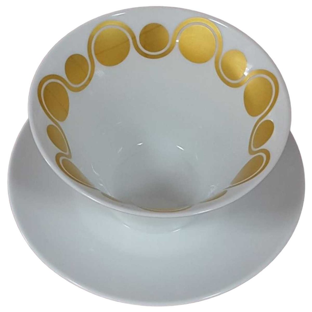 [458128271] Sauciere mit Teller Golddekor 1tlg Hutschenreuther weiß braun gebraucht - gut Bild 2