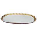 [458128274] Servierplatte Fleischplatte Steakplatte Golddekor 32x22 cm Hutschenreuther weiß braun gebraucht - gut Bild 2