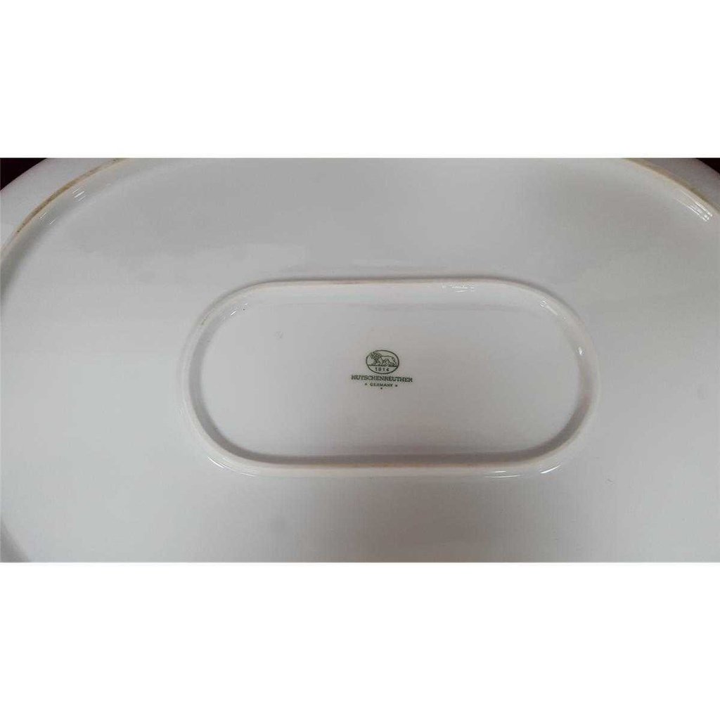 [458128275] Servierplatte Fleischplatte Steakplatte Golddekor 38,4x26,5 cm Hutschenreuther weiß braun gebraucht - gut Bild 3