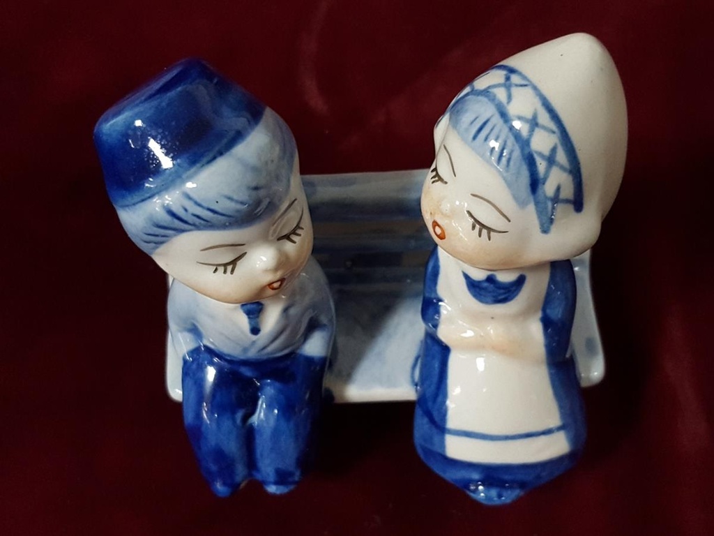 [458128310] Delfts Blauw Figur Paar auf Bank Keramik H 9,8 cm Bild 5