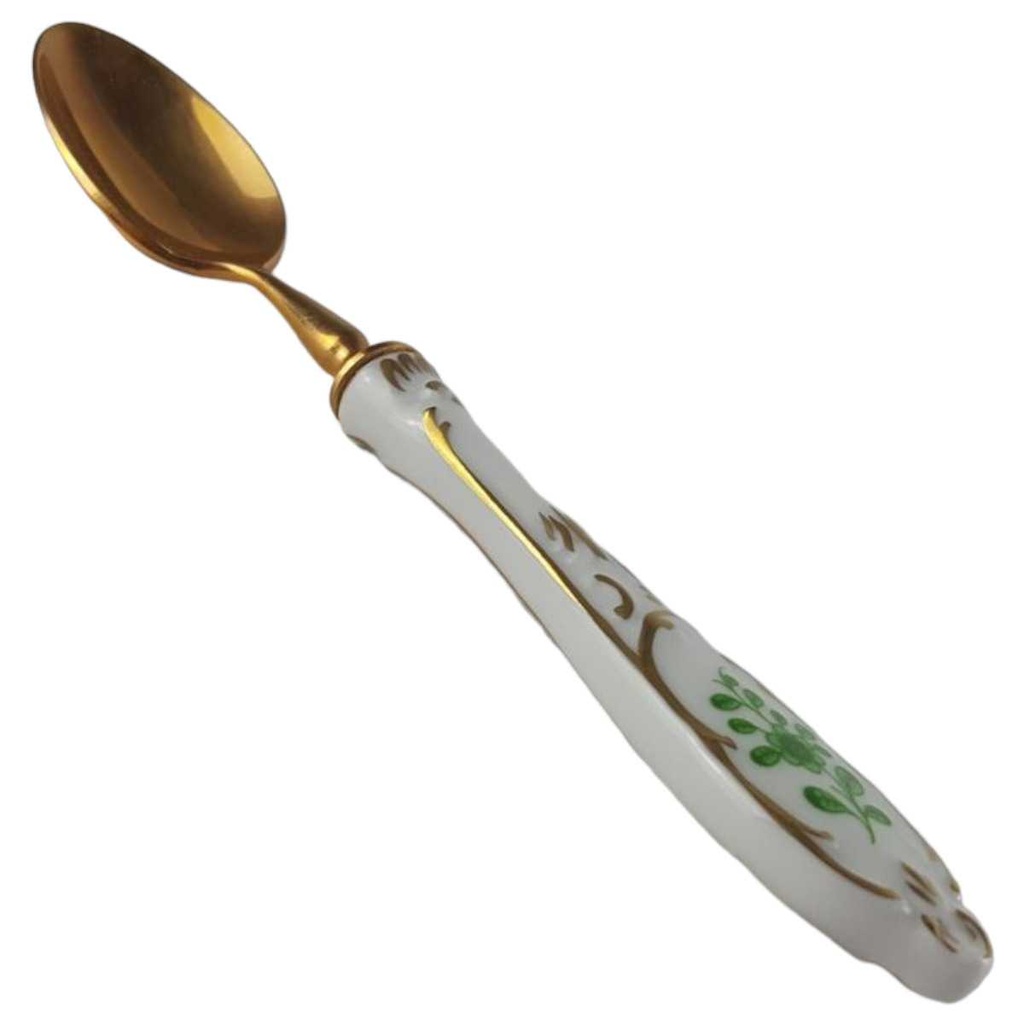 [458128465] Teelöffel mit Porzellangriff Lindner Porzellan Marie Luise Alte Ranke grün gebraucht - neuwertig Bild 2