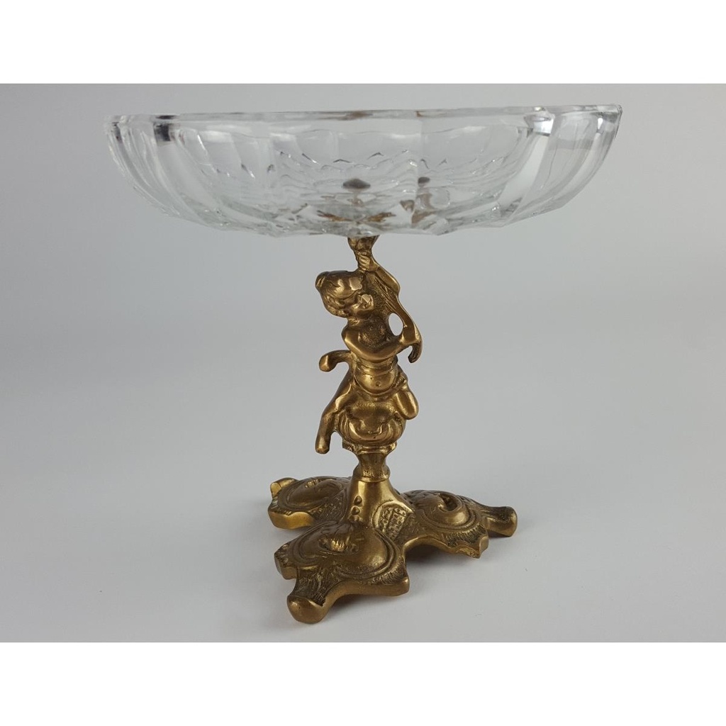 [458128509] Glasschale Snackschale Gebäckschale auf edlem Messingfuß H 14,7 D 15 cm Bild 2
