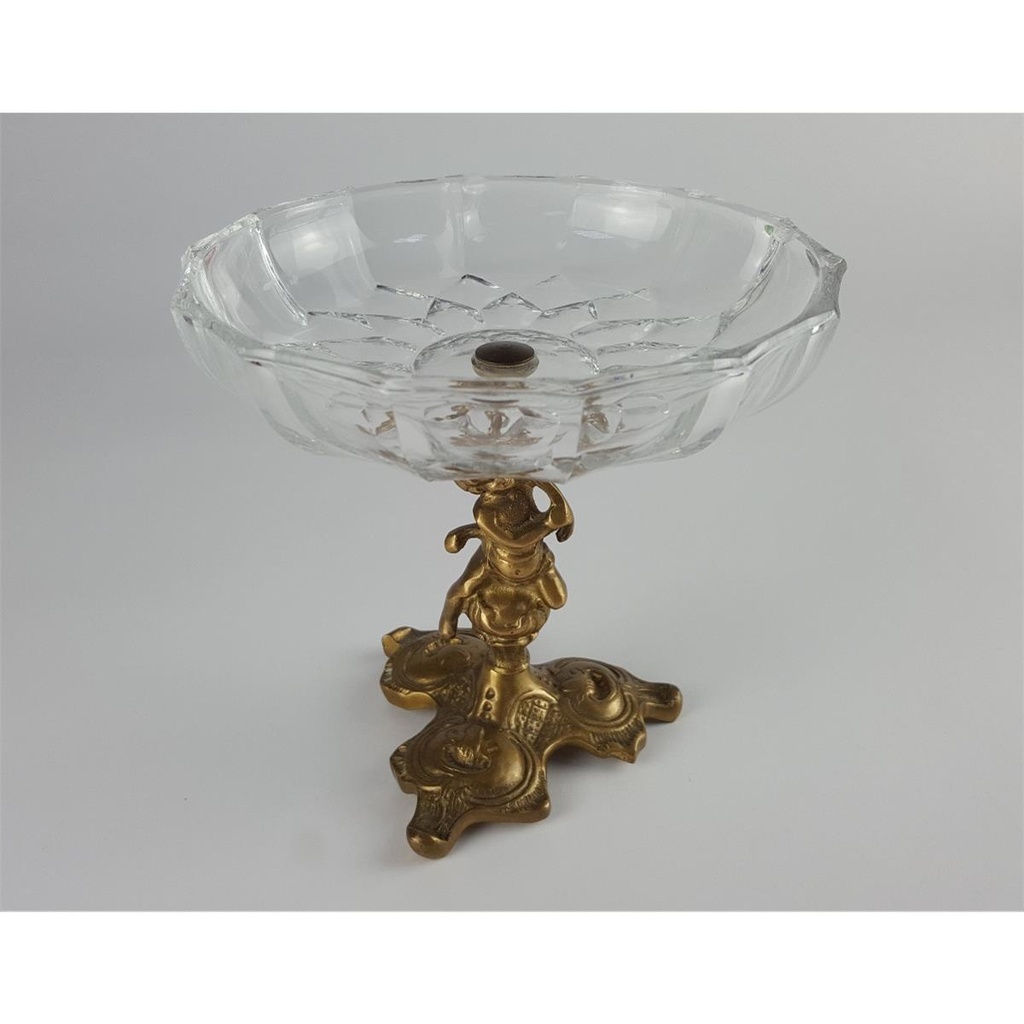[458128509] Glasschale Snackschale Gebäckschale auf edlem Messingfuß H 14,7 D 15 cm Bild 3