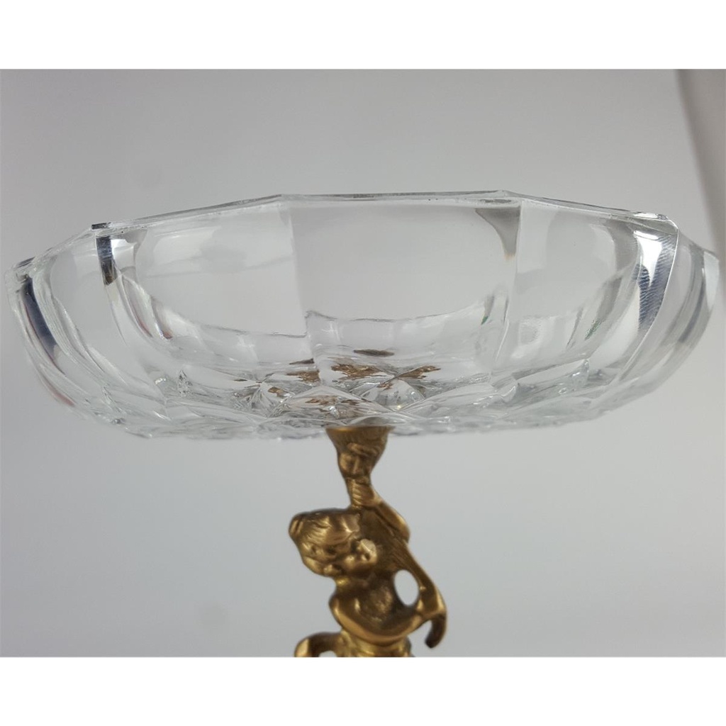[458128509] Glasschale Snackschale Gebäckschale auf edlem Messingfuß H 14,7 D 15 cm Bild 10