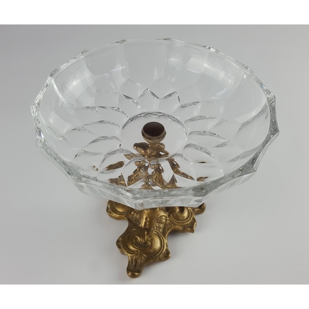 [458128509] Glasschale Snackschale Gebäckschale auf edlem Messingfuß H 14,7 D 15 cm Bild 11