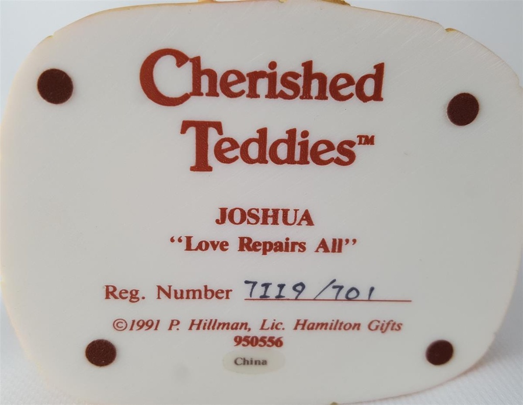 [45812854] Figur Cherished Teddies Joshua Love Repairs All 1991 gebraucht - sehr gut Bild 5