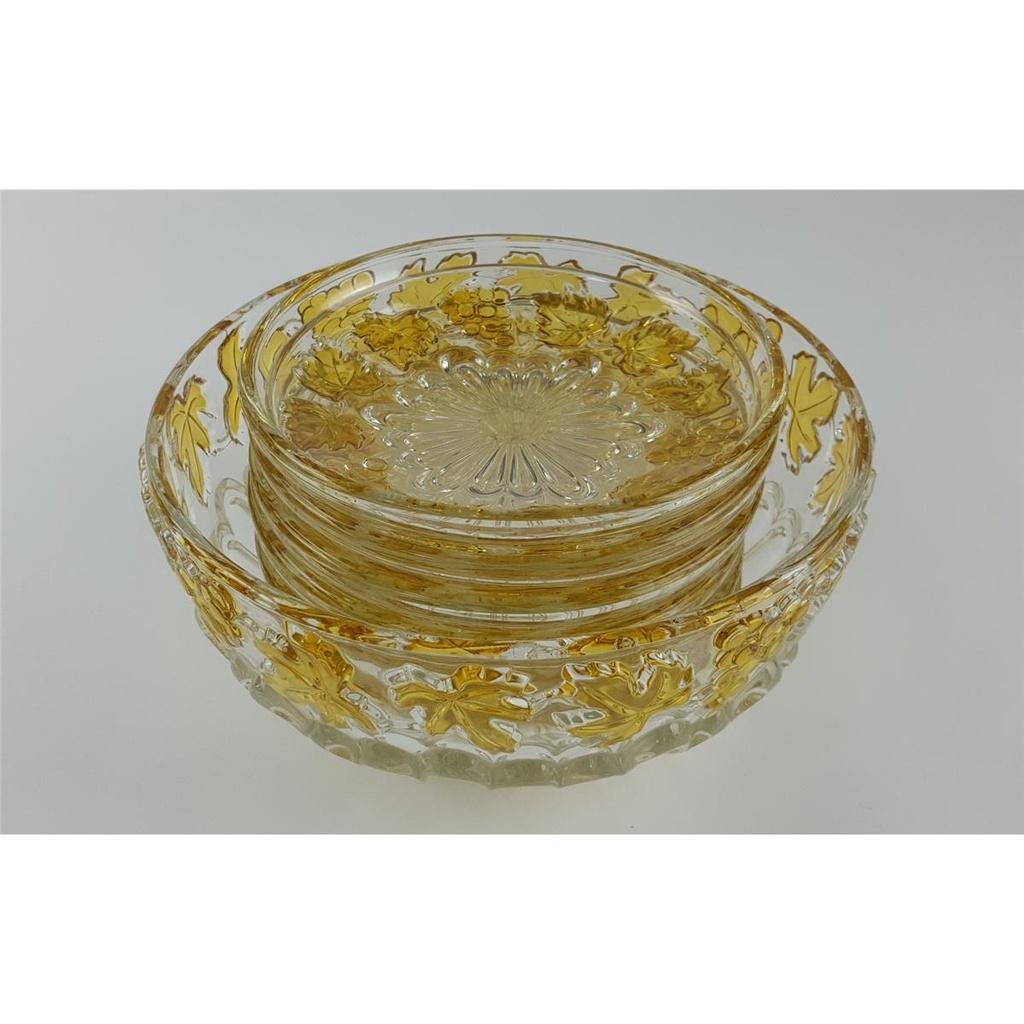 [458128571] Glasschale mit 6xSchälchen Weintrauben Relief Dekor gelb Set 7 tlg Bild 5