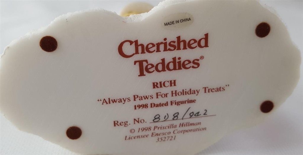 [45812881] Figur Cherished Teddies Rich Always Paws For Holiday Treats 1998 gebraucht - sehr gut Bild 5