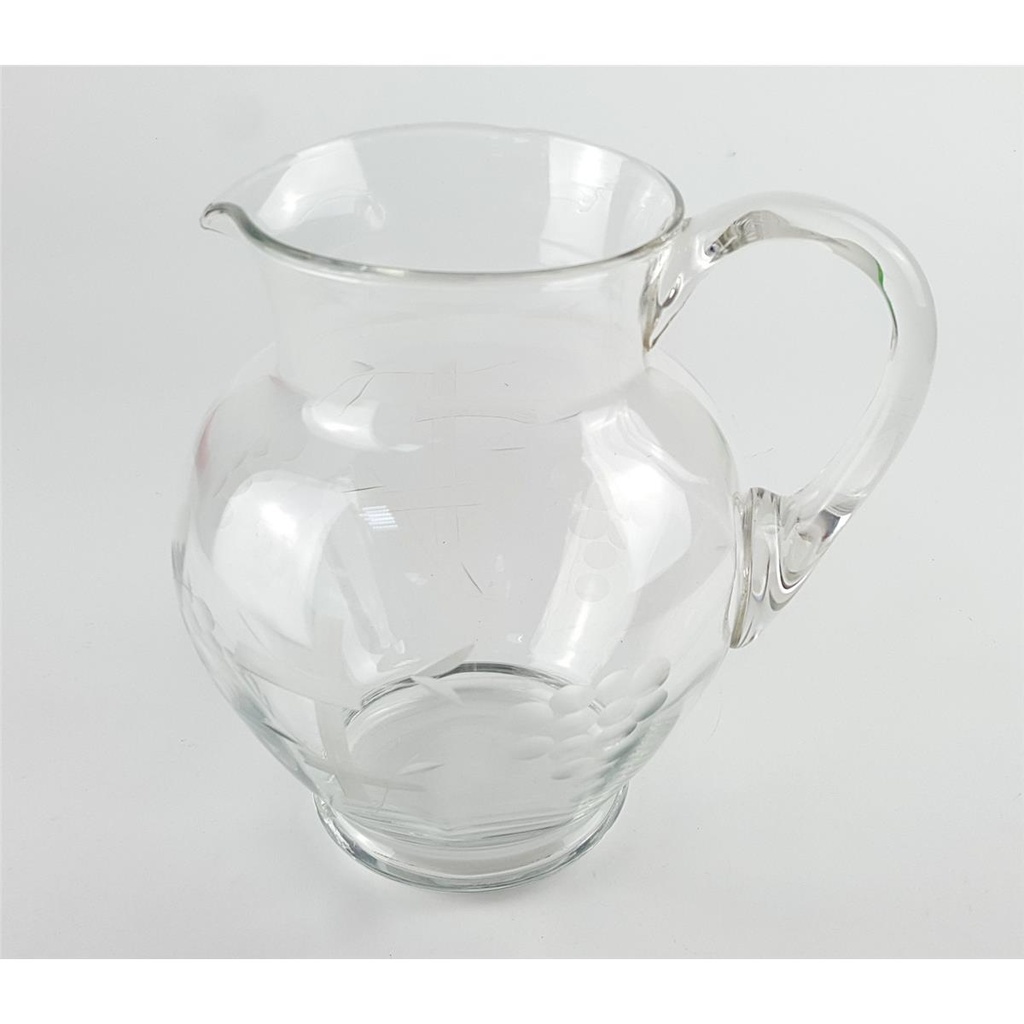 [458128818] Glaskrug Glas Wasserkanne Kanne Trauben Schliff H 19,5 cm Bild 2