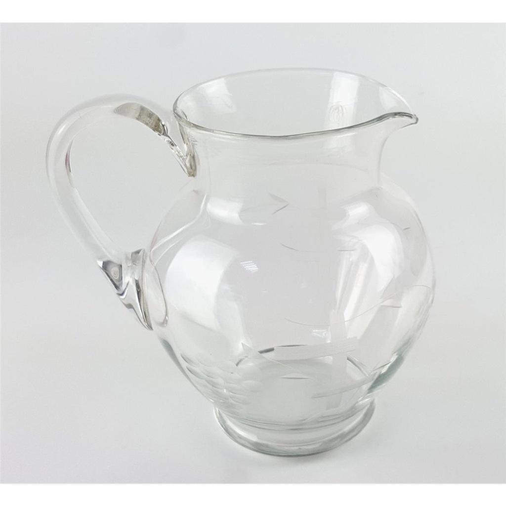 [458128818] Glaskrug Glas Wasserkanne Kanne Trauben Schliff H 19,5 cm Bild 3