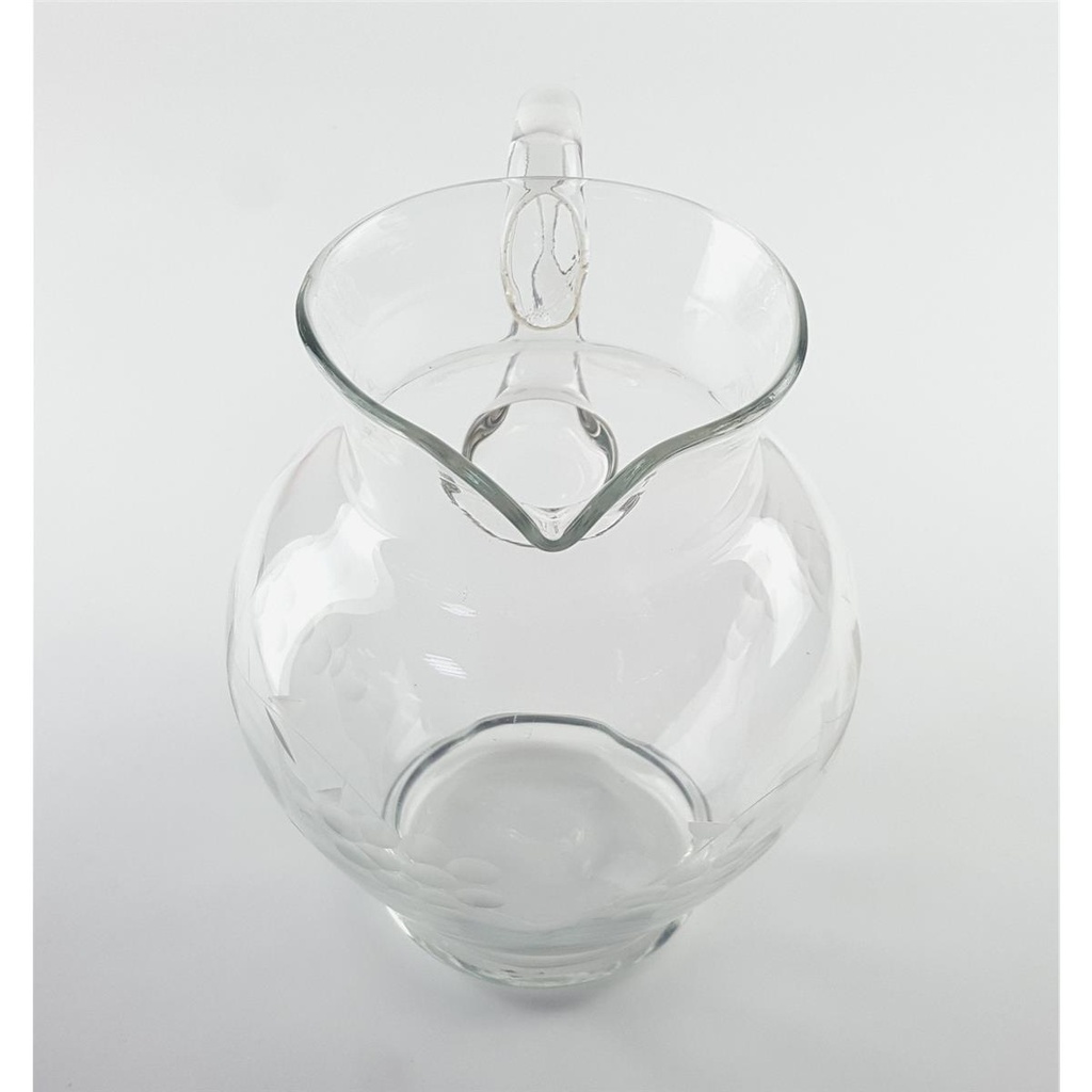 [458128818] Glaskrug Glas Wasserkanne Kanne Trauben Schliff H 19,5 cm Bild 4