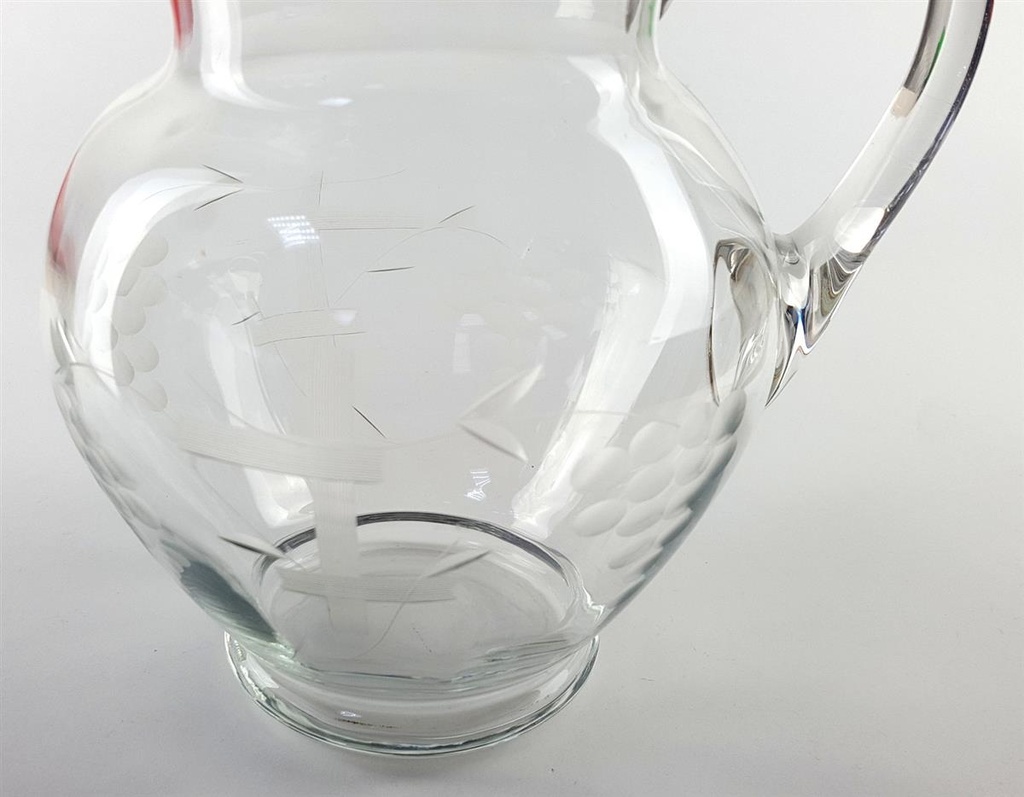 [458128818] Glaskrug Glas Wasserkanne Kanne Trauben Schliff H 19,5 cm Bild 6