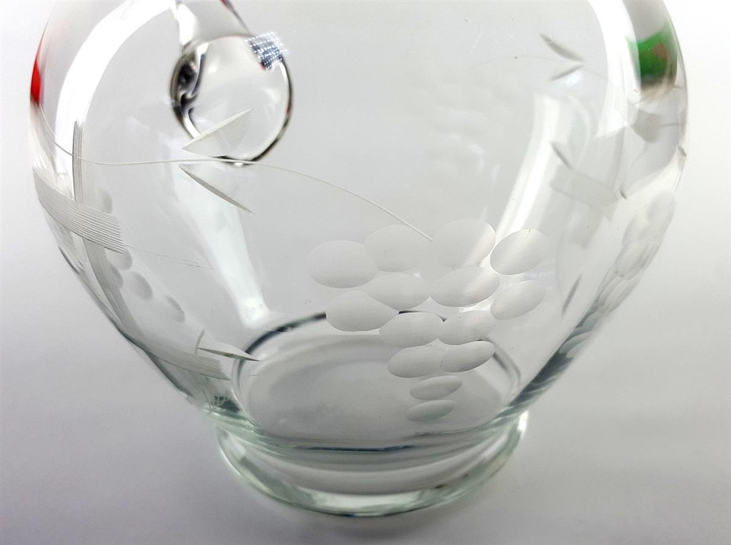 [458128818] Glaskrug Glas Wasserkanne Kanne Trauben Schliff H 19,5 cm Bild 7