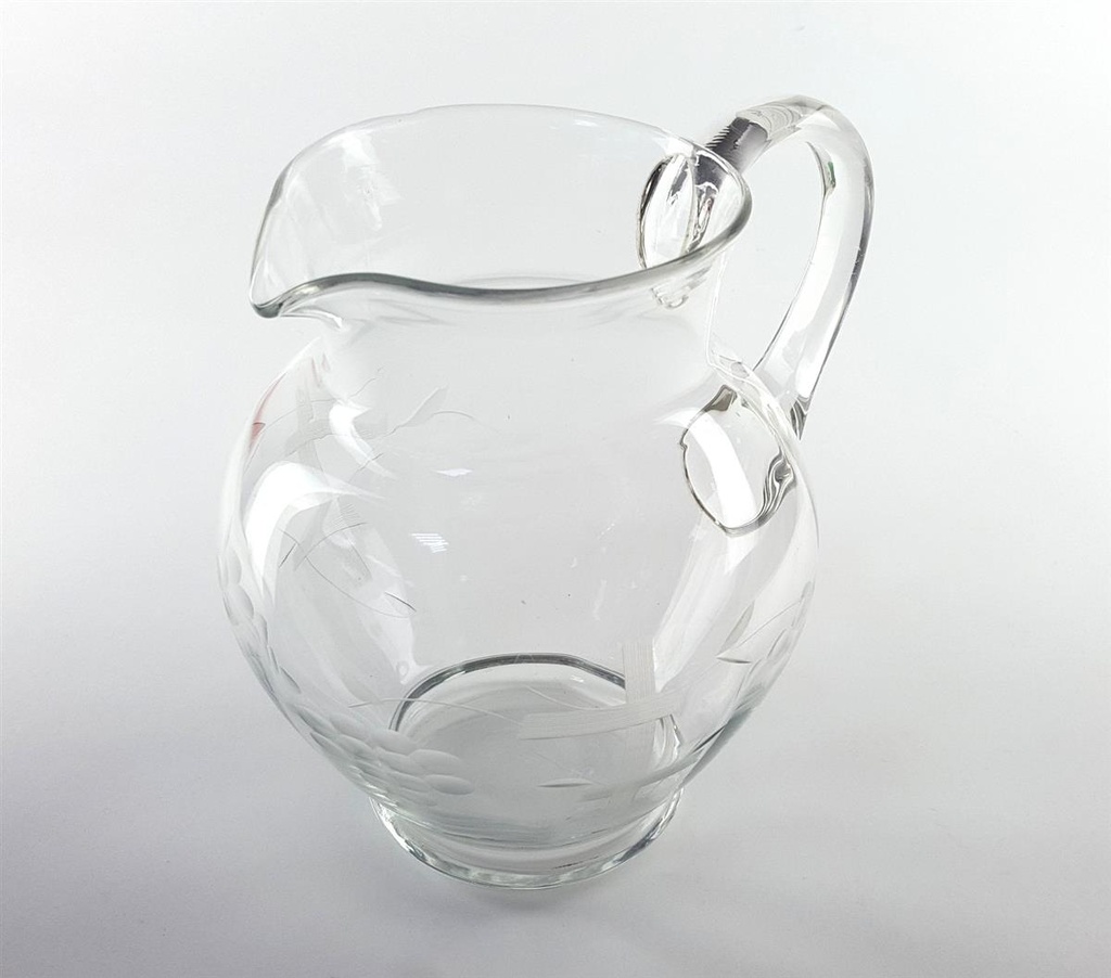 [458128818] Glaskrug Glas Wasserkanne Kanne Trauben Schliff H 19,5 cm Bild 8