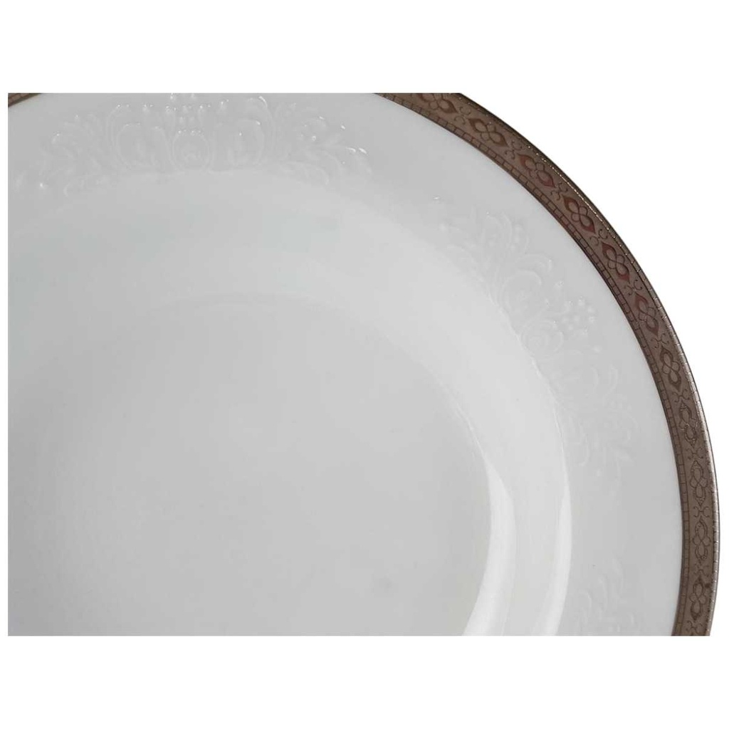 [45813158] Suppenteller 23,3 cm Zeh Scherzer Reliefdekor Platinrand Weiß gebraucht - gut Bild 2