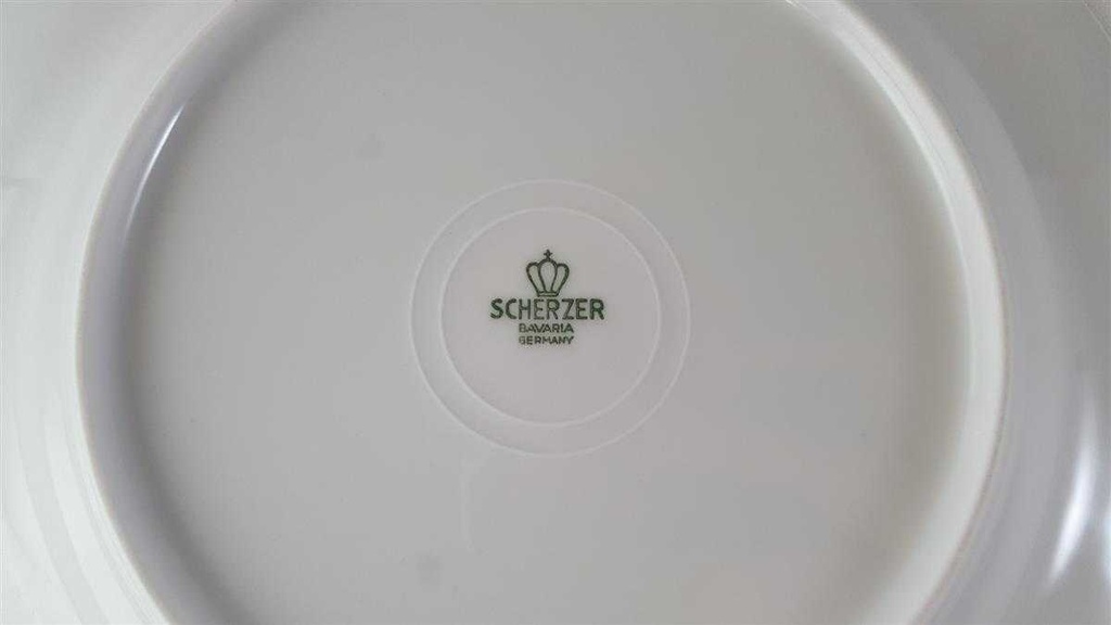 [45813169] Speiseteller Essteller 24,9 cm Zeh Scherzer Reliefdekor Platinrand Weiß gebraucht - gut Bild 4