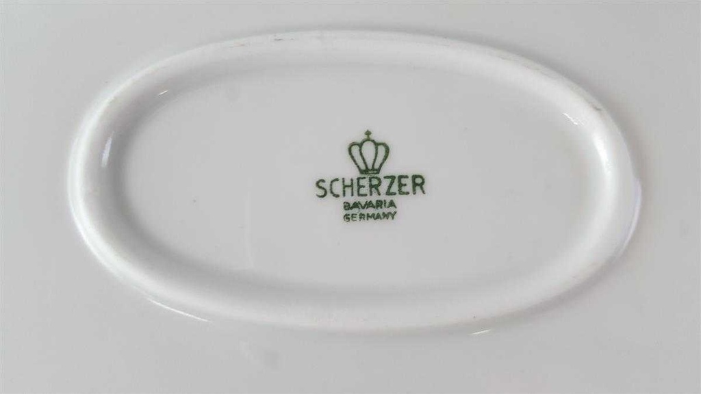 [45813197] Servierplatte Speiseplatte Fleischplatte Steakplatte 34,5x22 cm Zeh Scherzer Reliefdekor Platinrand Weiß gebraucht - gut Bild 5