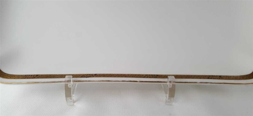 [45813199] Servierplatte Speiseplatte Fleischplatte Steakplatte 35,3x24,2 cm Hutschenreuther Hohenberg Dekor Schwarz Gold Weiß gebraucht - gut Bild 3