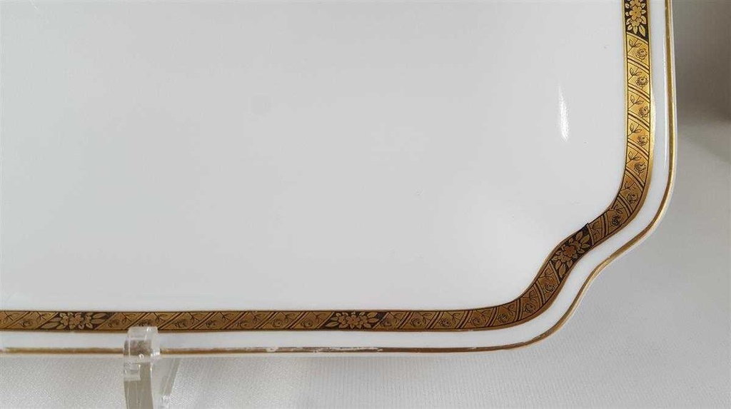 [45813199] Servierplatte Speiseplatte Fleischplatte Steakplatte 35,3x24,2 cm Hutschenreuther Hohenberg Dekor Schwarz Gold Weiß gebraucht - gut Bild 4
