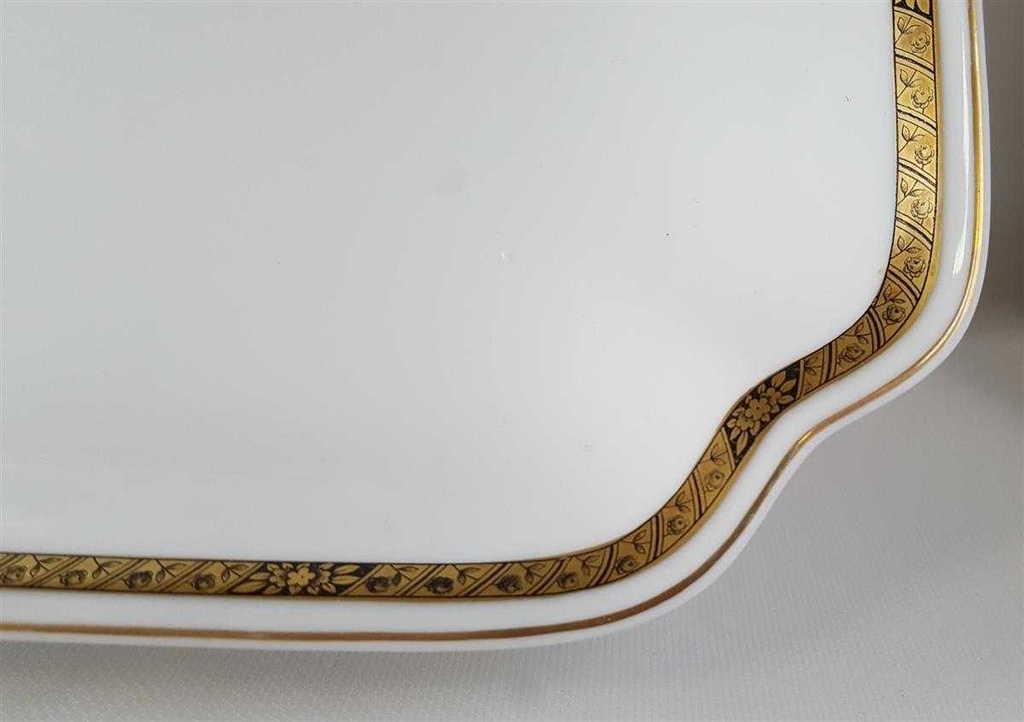 [45813200] Servierplatte Speiseplatte Fleischplatte Steakplatte 44x30 cm Hutschenreuther Hohenberg Dekor Schwarz Gold Weiß gebraucht - gut Bild 4