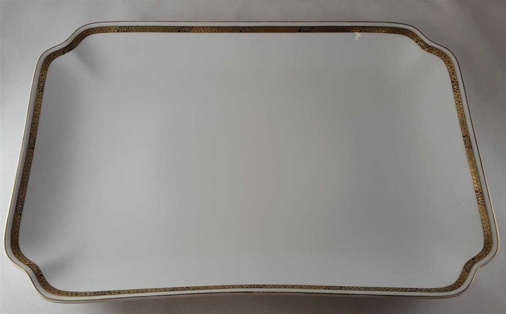 [45813200] Servierplatte Speiseplatte Fleischplatte Steakplatte 44x30 cm Hutschenreuther Hohenberg Dekor Schwarz Gold Weiß gebraucht - gut Bild 5