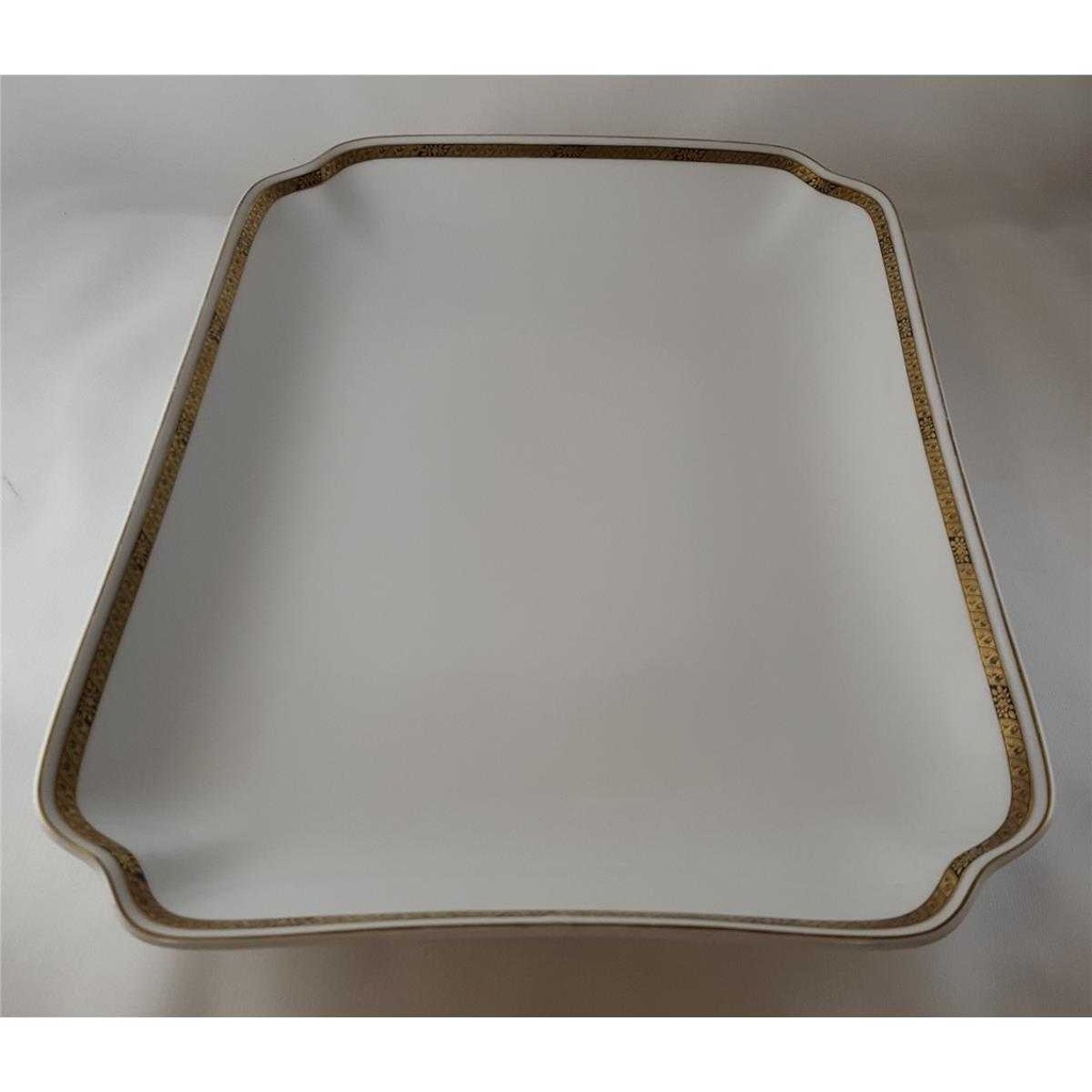 [45813200] Servierplatte Speiseplatte Fleischplatte Steakplatte 44x30 cm Hutschenreuther Hohenberg Dekor Schwarz Gold Weiß gebraucht - gut Bild 6