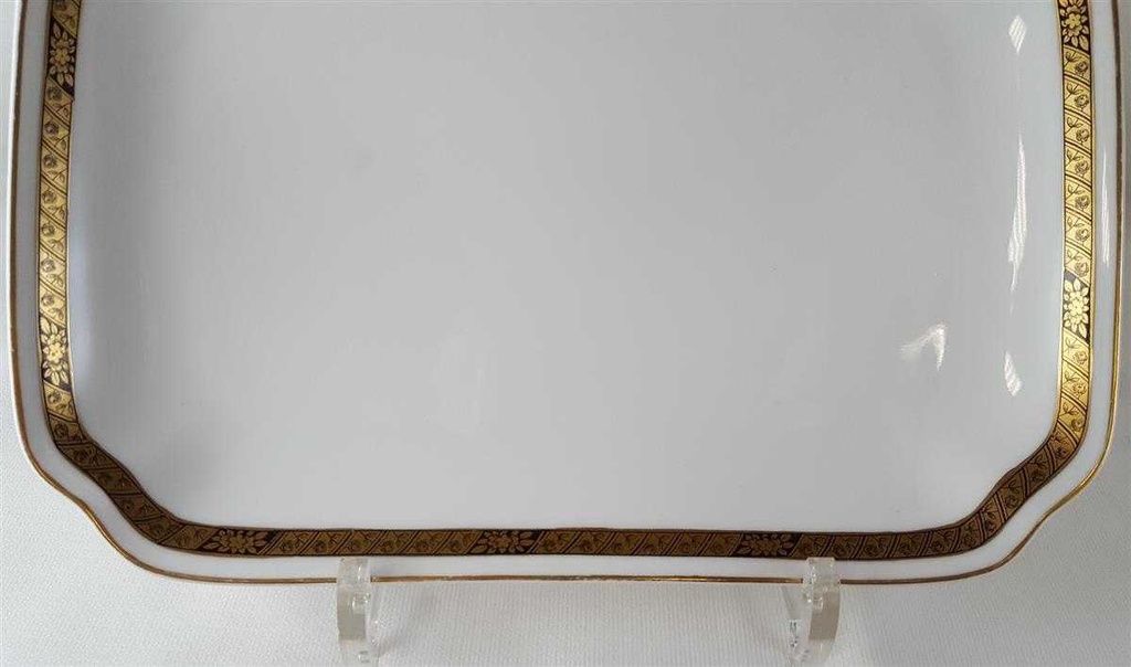 [45813202] Servierplatte Speiseplatte Fleischplatte Steakplatte 24,8x17,8 cm Hutschenreuther Hohenberg Dekor Schwarz Gold Weiß gebraucht - gut Bild 3