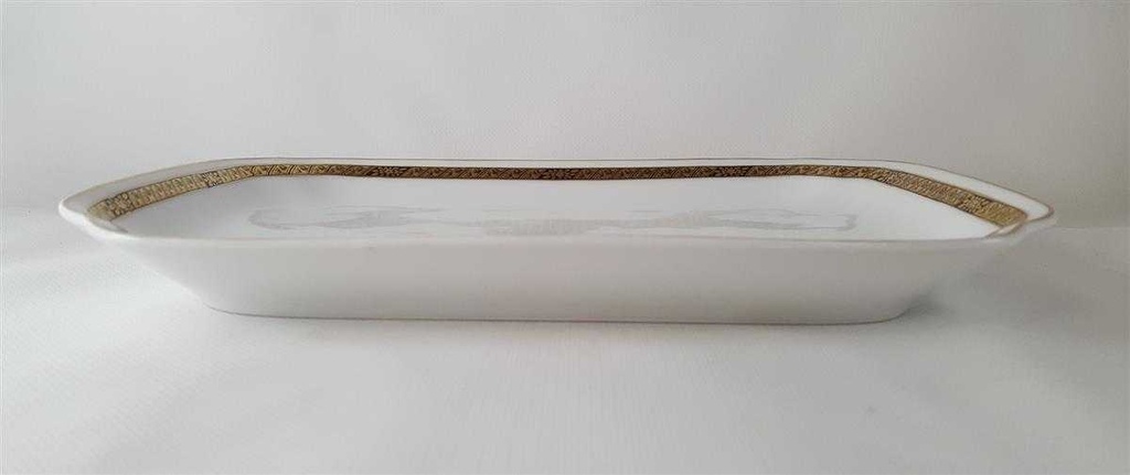 [45813202] Servierplatte Speiseplatte Fleischplatte Steakplatte 24,8x17,8 cm Hutschenreuther Hohenberg Dekor Schwarz Gold Weiß gebraucht - gut Bild 5