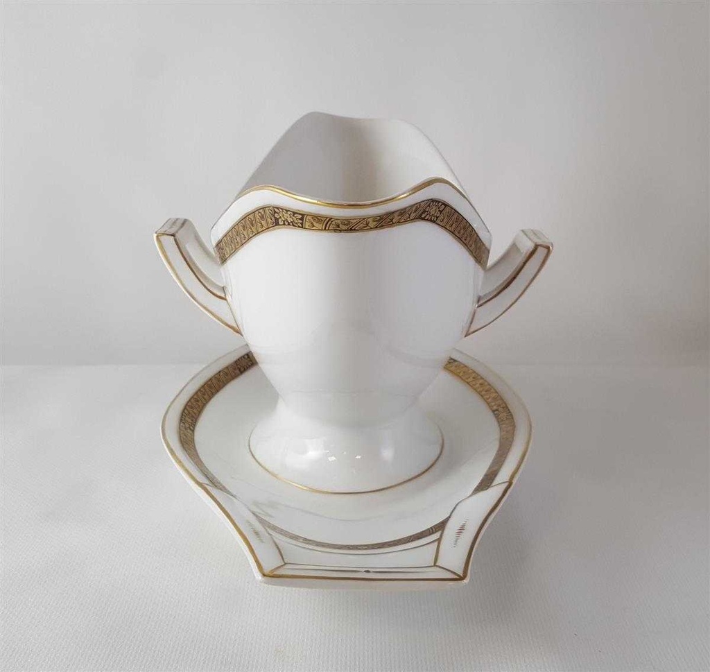 [45813204] Sauciere mit Teller 1tlg Hutschenreuther Hohenberg Dekor Schwarz Gold Weiß gebraucht - sehr gut Bild 3