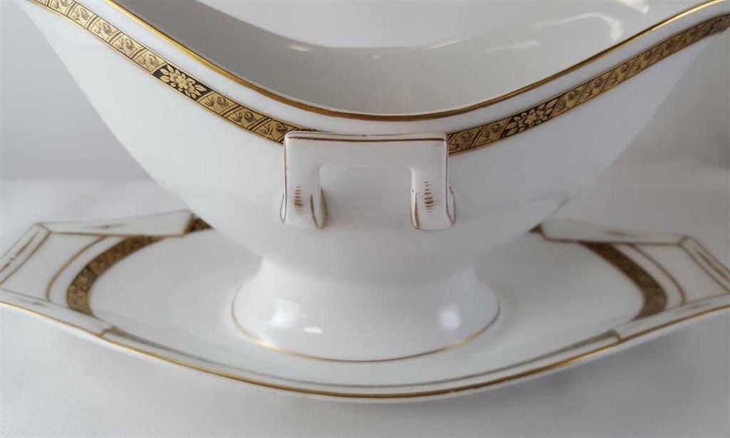 [45813204] Sauciere mit Teller 1tlg Hutschenreuther Hohenberg Dekor Schwarz Gold Weiß gebraucht - sehr gut Bild 5