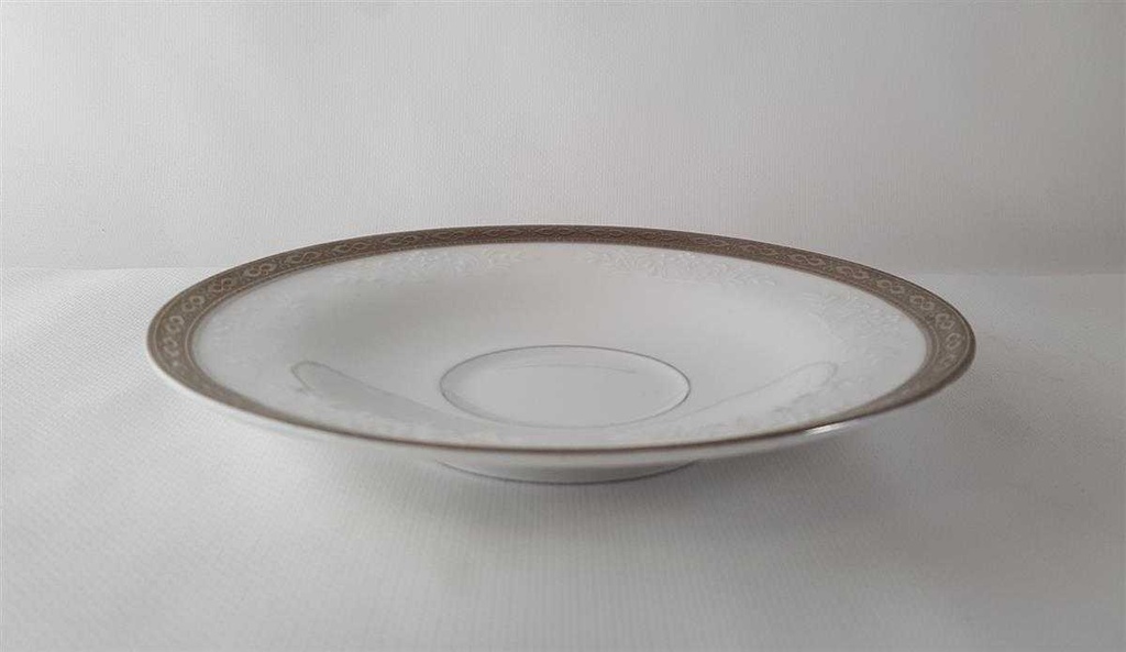 [45813255] Untertasse 15,1 cm Zeh Scherzer Reliefdekor Platinrand Weiß gebraucht - gut Bild 3
