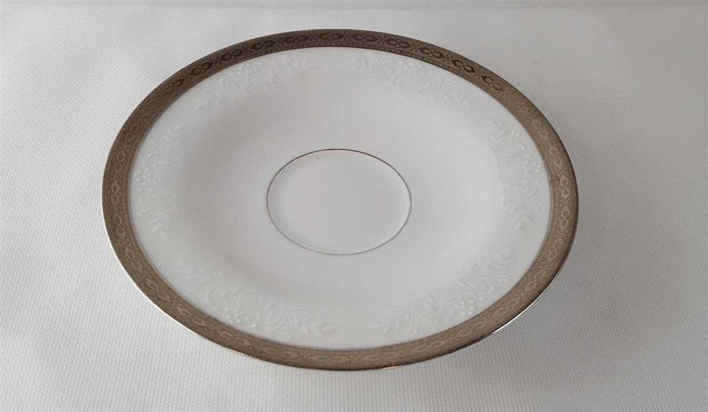 [45813255] Untertasse 15,1 cm Zeh Scherzer Reliefdekor Platinrand Weiß gebraucht - gut Bild 4