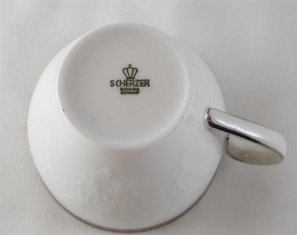 [45813256] Kaffeetasse Tasse Zeh Scherzer Reliefdekor Platinrand Weiß gebraucht - gut Bild 6