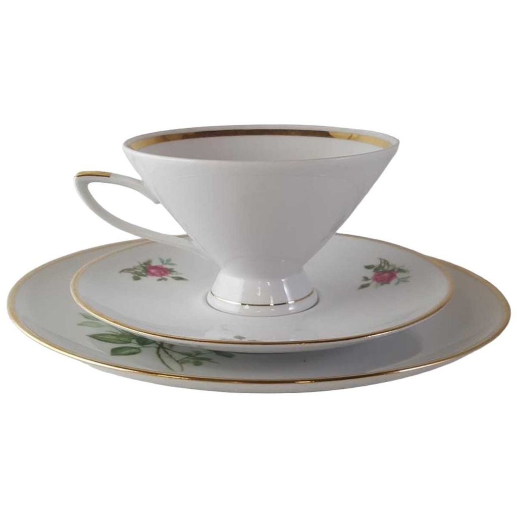 [45813281] Kaffeegedeck Goldrand 3tlg Winterling Röslau Blumendekor Blumen gebraucht - gut Bild 2