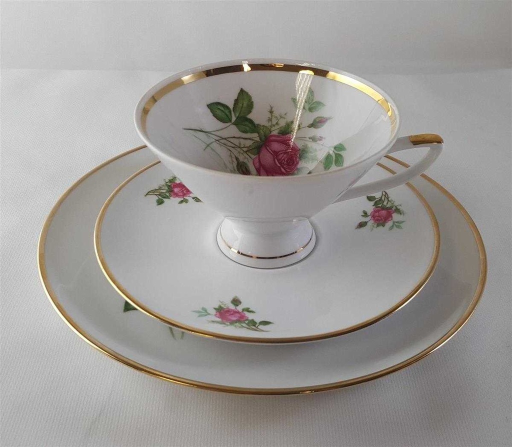 [45813281] Kaffeegedeck Goldrand 3tlg Winterling Röslau Blumendekor Blumen gebraucht - gut Bild 3