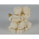 [458133070] Figur Skulptur Zwei Engel spielen auf Flöte und Korzertina weiß/gold Kunststoff H 8 cm Bild 2