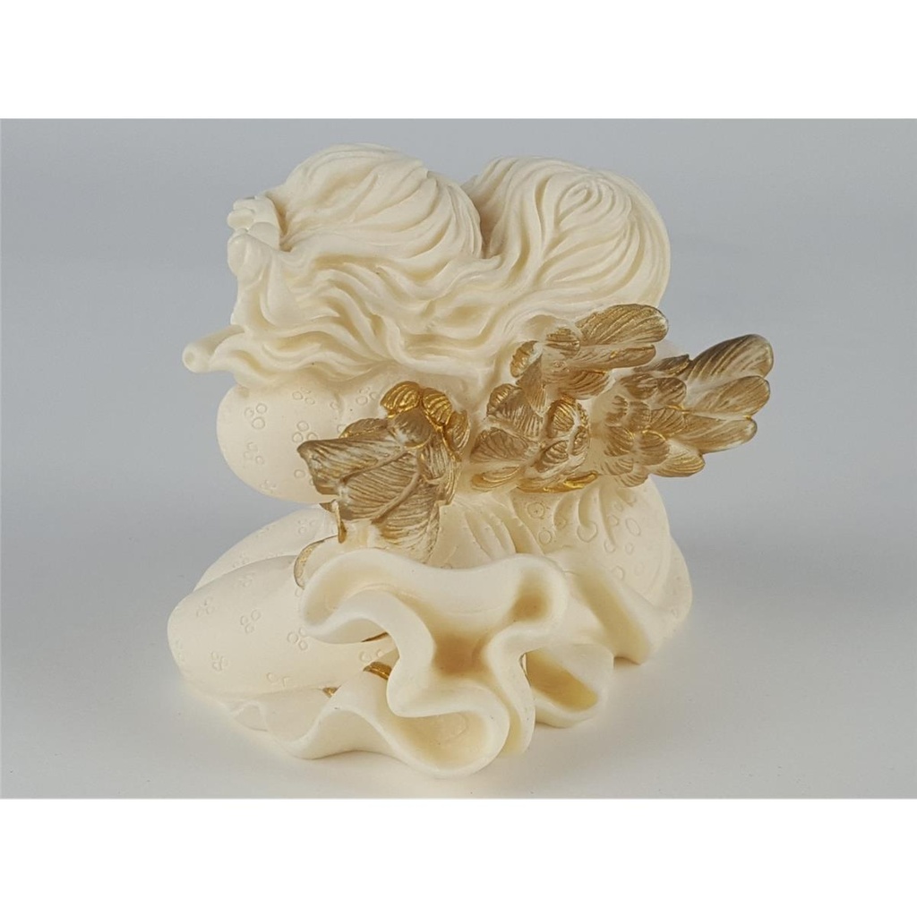 [458133070] Figur Skulptur Zwei Engel spielen auf Flöte und Korzertina weiß/gold Kunststoff H 8 cm Bild 4